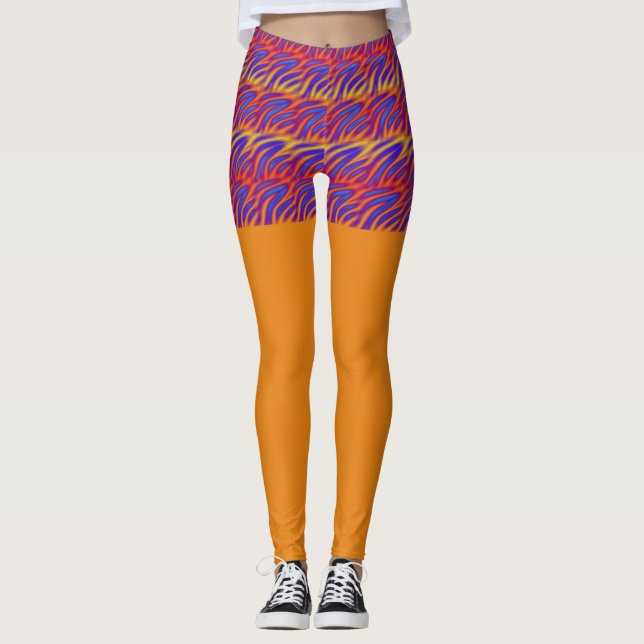 Blaue Flammen Leggings (Vorderseite)