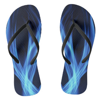Blaue Flammenwirbel Dunkle Flip Flops