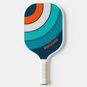 Blaue Flasche Echo Kreis Streifen mit Namen Pickleball Schläger