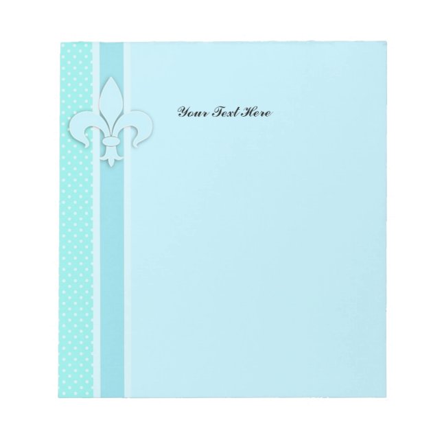 Blaue Fleur-de-Lis Notizblock (Vorderseite)
