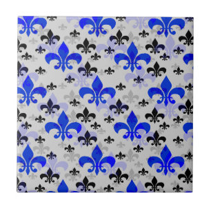 Blaue Fleur De Lis Oberflächenmuster Design Fliese