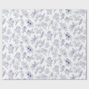 blaue fleurs de saison geschenkpapier