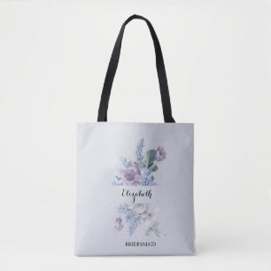 Blaue Flieder Aquarell Blumen Elegante Brautjungfe Tasche