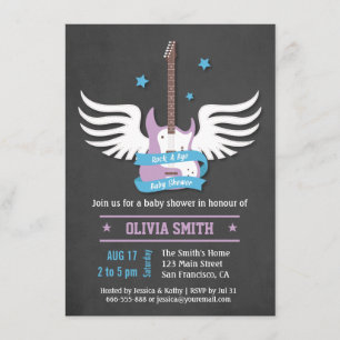 Blaue Flieder Gitarre Rock a Bye Baby Shower Einladung