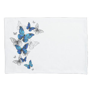 Blaue fliegende Schmetterlinge Morpho Kissenbezug