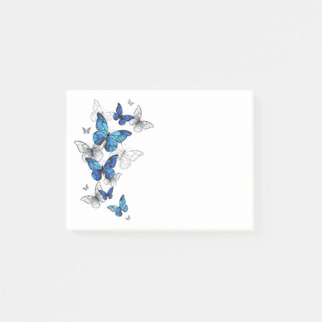 Blaue fliegende Schmetterlinge Morpho Post-it Klebezettel (Vorderseite)