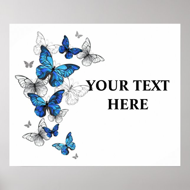 Blaue fliegende Schmetterlinge Morpho Poster (Vorne)