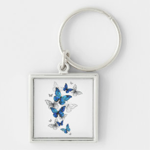 Blaue fliegende Schmetterlinge Morpho Schlüsselanhänger