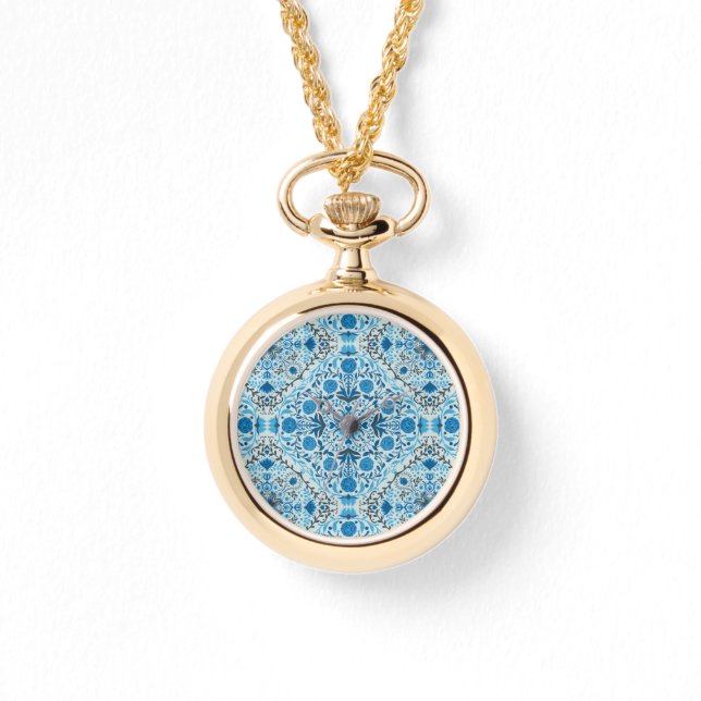 Blaue Fliesen Armbanduhr (Vorderseite)