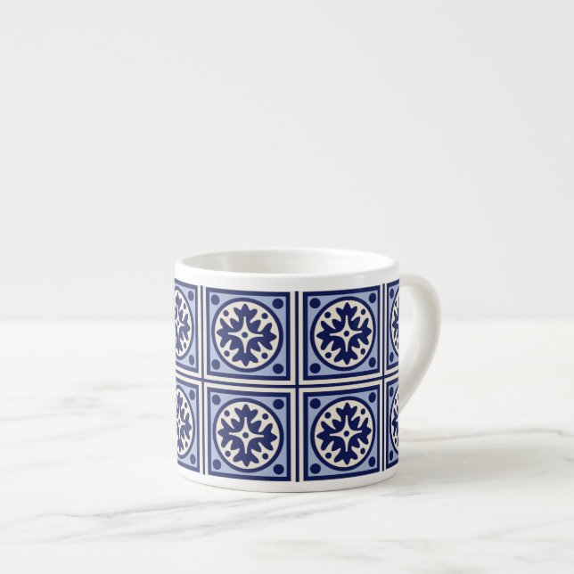 Blaue Fliesen Espressotasse (Vorderseite Rechts)