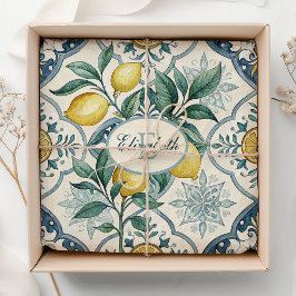 Blaue Fliesen Französisches Land Lemonen Muster Mo Seidenpapier