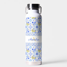 Blaue Fliesen Französisches Landhaus Zitronen Must Trinkflasche