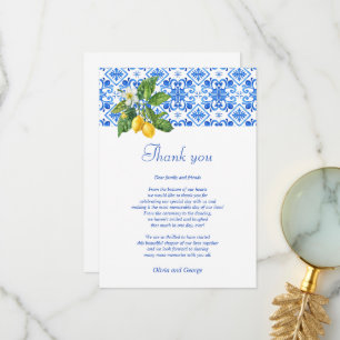 Blaue Fliesen Hochzeit Dankeschön Karte