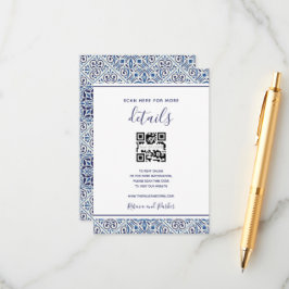 Blaue Fliesen Hochzeitsdetails QR-Code Beilage Kar Begleitkarte