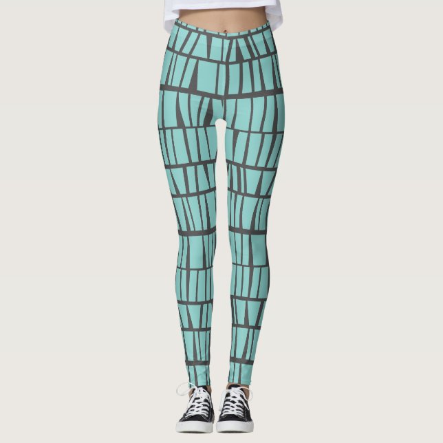 Blaue Fliesen Leggings (Vorderseite)