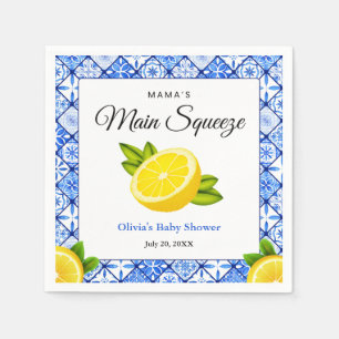 Blaue Fliesen Lemon Mama's Main Squeeze Baby Showe Serviette