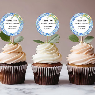 Blaue Fliesen-Limonen-Paar-Dusche  Runder Aufkleber