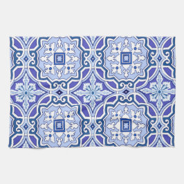 Blaue Fliesen, mediterrane Fliesen, Majolika    Geschirrtuch