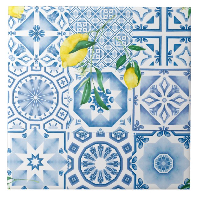 Blaue Fliesen, Mosaik, Majolika, Fliese (Vorderseite)