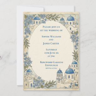 Blaue Fliesen Santorin Hochzeitseinladung Einladung