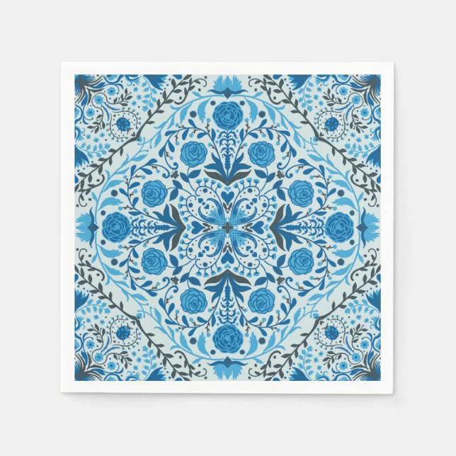 Blaue Fliesen Serviette (Vorderseite)