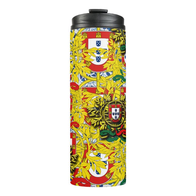 Blaue Fliesen Thermosbecher (Vorderseite)