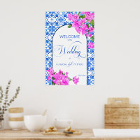 Blaue Fliesen und Bougainvillea - ein elegantes Be