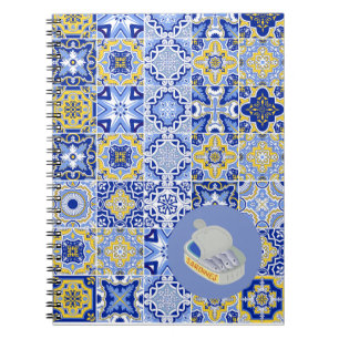 Blaue Fliesen und Sardinen Notizblock