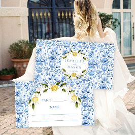 Blaue Fliesen Zitrone Italienische Hochzeit Flat P Platzkarte