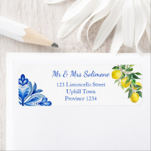 Blaue Fliesen Zitronen Italienisch