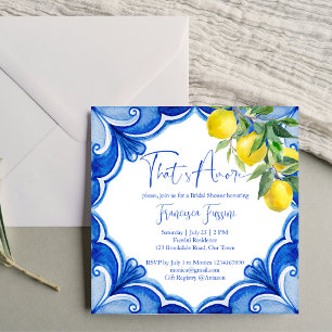 Blaue Fliesen Zitronen Italienische Babyparty Einladung
