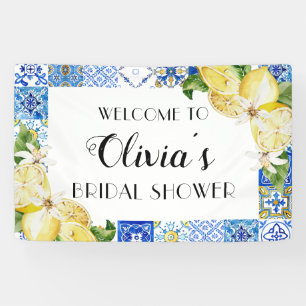 Blaue Fliesen Zitronen Junggesellinnenabschied Beg Banner