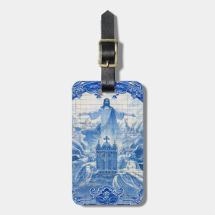 Blaue Fliesenmosaik von Jesus, Portugal Gepäckanhänger