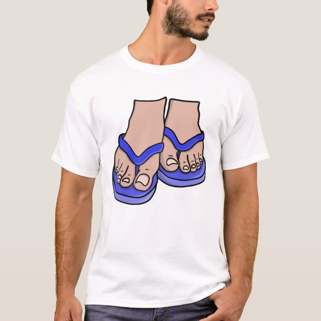 Blaue Flip Flop Füße T-Shirt (Vorderseite)