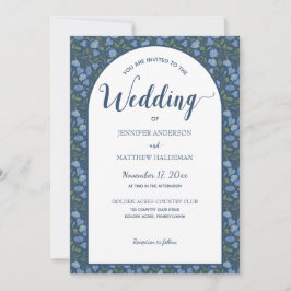 Blaue Flora, Delphinium-Blume Arch Form Hochzeit Einladung