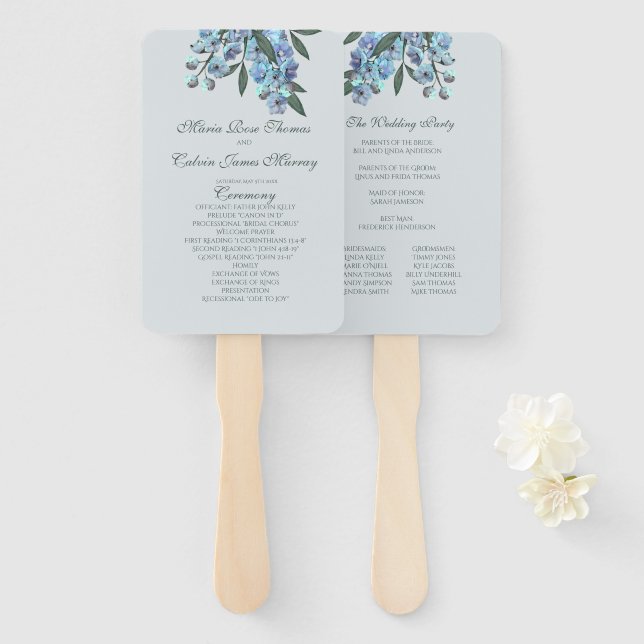 Blaue Flora Delphinium Bouquet Fächer (Vorne und Hinten)
