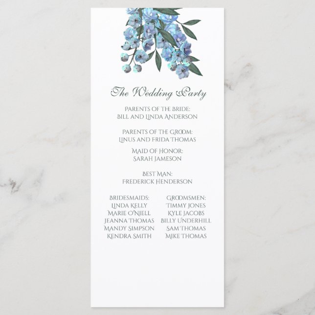 Blaue Flora Delphinium Bouquet Programm (Rückseite)