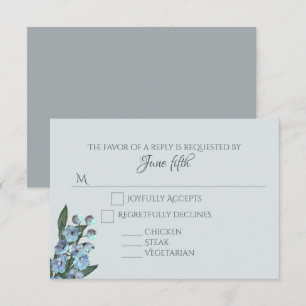 Blaue Flora Delphinium Bouquet RSVP Karte