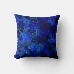 Blaue florale abstrakte Malerei Kissen