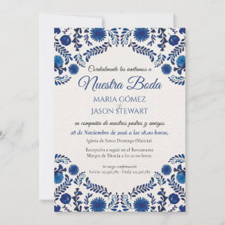 Blaue Florale Ästhetische Botanische Spanische Hoc Einladung