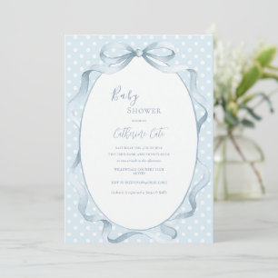 Blaue florale Baby-Party  Einladung