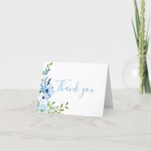 Blaue Florale Babyparty  Dankeskarte