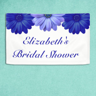 Blaue Florale Brautparty Banner