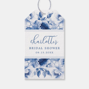 Blaue Florale Brautparty Geschenkanhänger