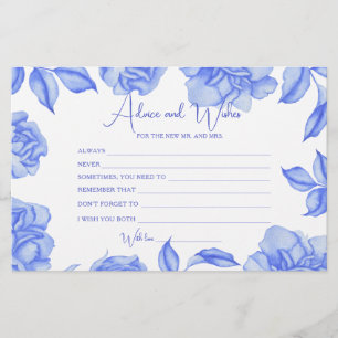 blaue Florale Brautparty-Tipps und -Wünsche Briefpapier