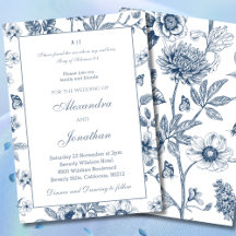 Blaue florale Chinoiserie-christliche Hochzeit