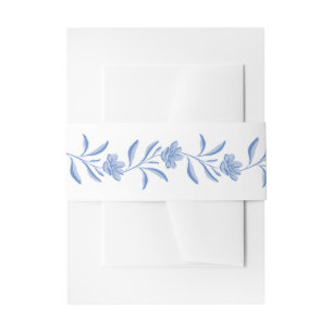Blaue florale Chinoiserie-Hochzeits-Einladung Bauc Einladungsbanderole