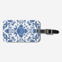 Blaue florale Chinoiserie Wasserfarbe Weiß