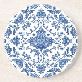 Blaue florale Chinoiserie Wasserfarbe Weiß Getränkeuntersetzer