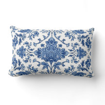 Blaue florale Chinoiserie Wasserfarbe Weiß